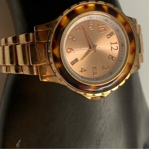Gold Tone Tortoiseshell Accent Women's Watch NWOT